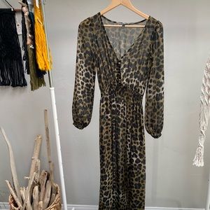 H&M animal print maxi sheer dress